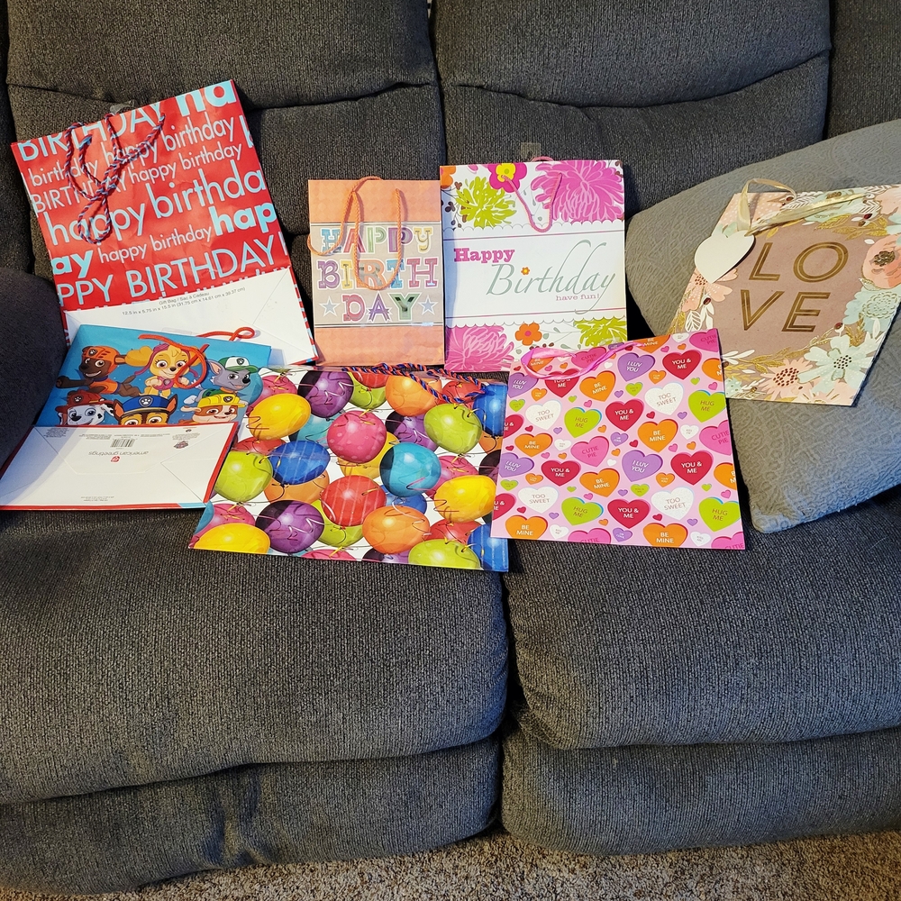 Colorful Birthday Gift Bags Set Of 7